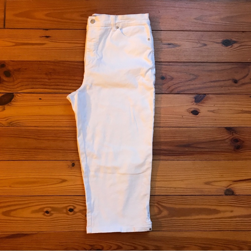 Gloria Vanderbilt Amanda White Cropped Pants Capris, EUC, 14